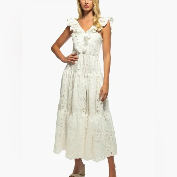 red lace dress australia Madara Lace-Up Back Maxi Dress Floral Red